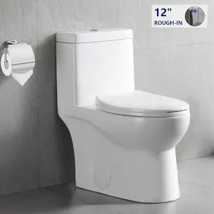DeerValley DV-1F026 Elongated One Piece Toilet, Dual Flush 0.8/1.28 GPF Toilet with Comfortable Seat Height, Powerful & Quiet Modern Standard Toilet for Bathroom, 12" Rough-In