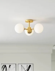 Bradwell 3-Light White Globe Glass Semi Flush Mount Ceiling Light
