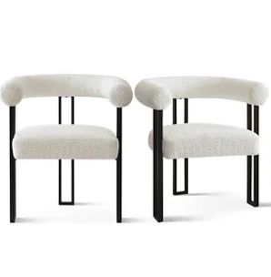 Fellman 2 Pack Fabric Arm Chair in Beige (Set of 2)