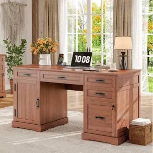 Clabe 55 Farmhouse Executive Desk with Drawers
