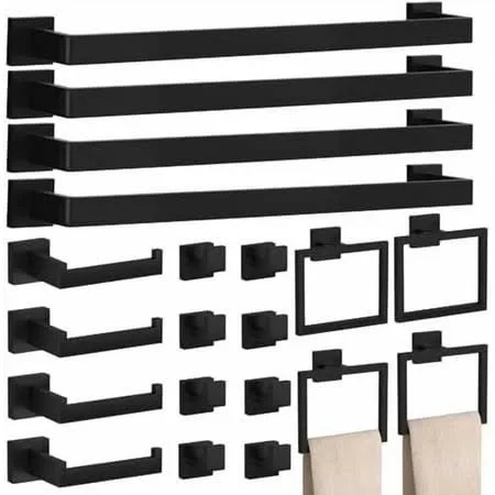 10-Pieces Matte Black Bathroom Accessories