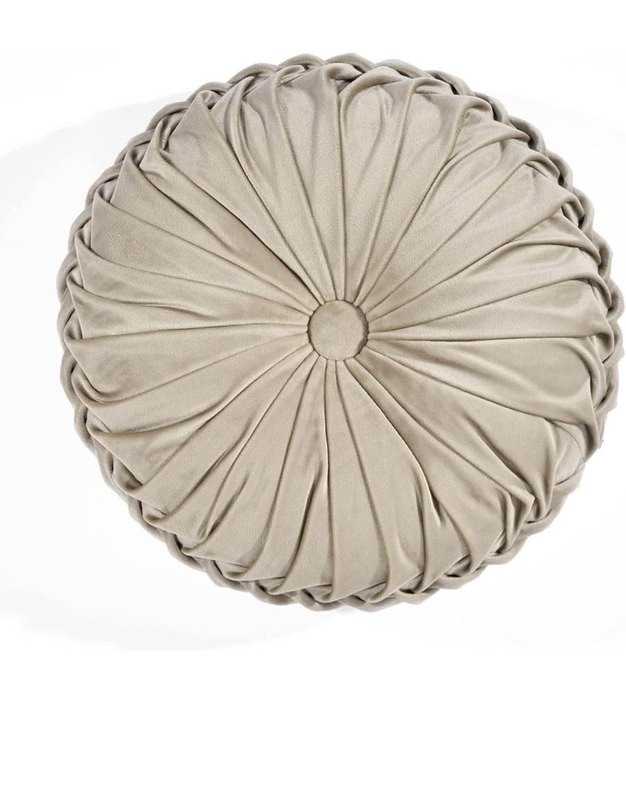 4.6 4.6 out of 5 stars (913) Lush Decor Round Pleated Soft Velvet Decorative Throw Pillow, 1 Count, 15" Diameter, Taupe - Neutral Plush Round Pillow, Seat Cushion, Decorative Pillows For Bed, Couch, Or Chair