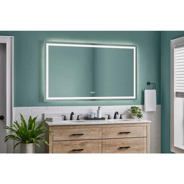 60 in. W x 36 in. H Rectangular Frameless Anti-Fog LED Light Wall Bathroom Vanity Mirror