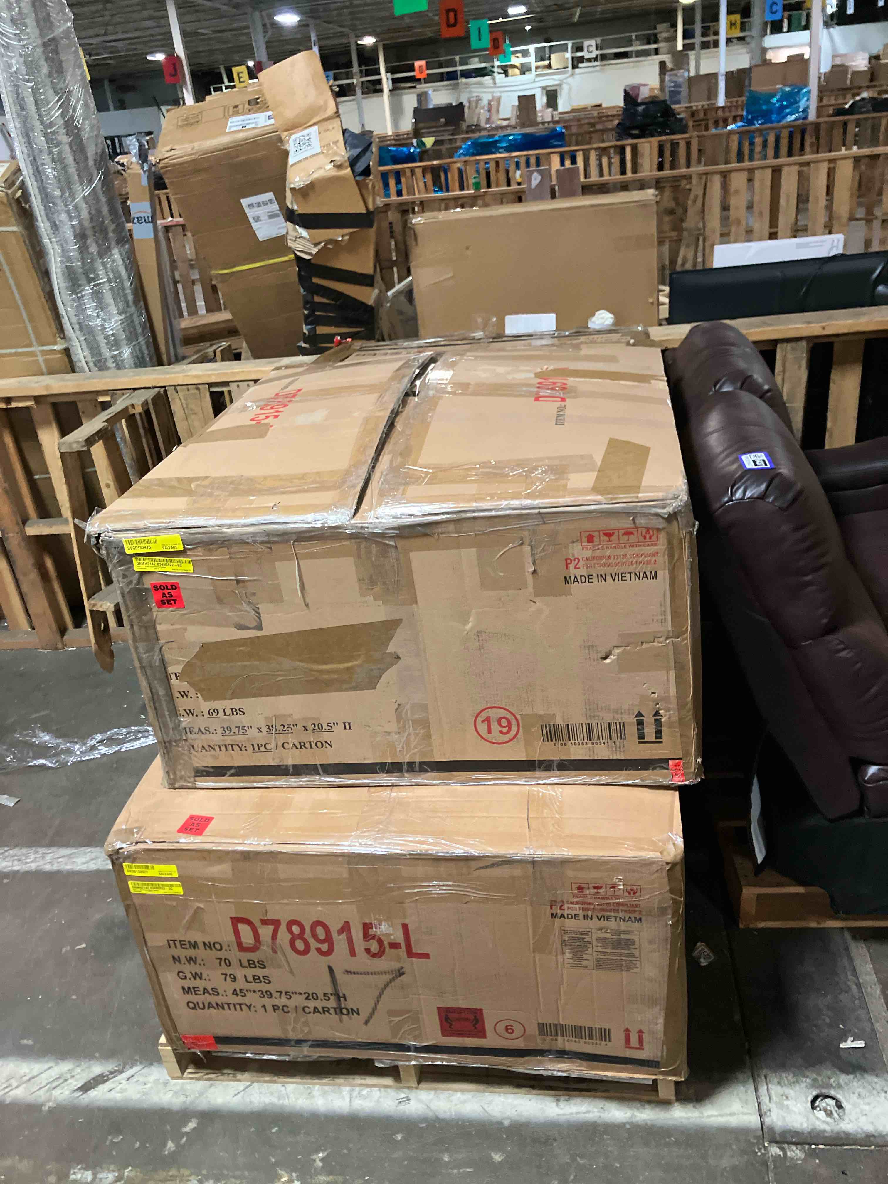 Condition photo showing As Is for Azuri 7 - Piece Upholstered Sectional(2 middle seats and right arm seat only)