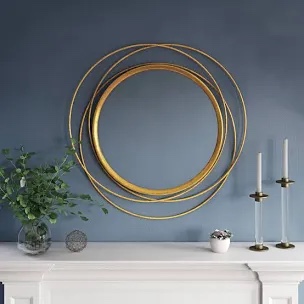 Mia 32  Round Wall Mirror  Gold