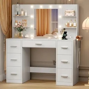 Ragin Makeup Vanity With Usb Power Outlet And 3 Modes Adjustable Brightness Light