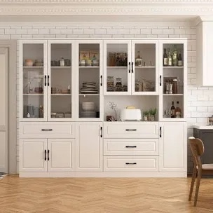 94.5"W Large Food Pantry Kitchen Sideboard Buffet Table