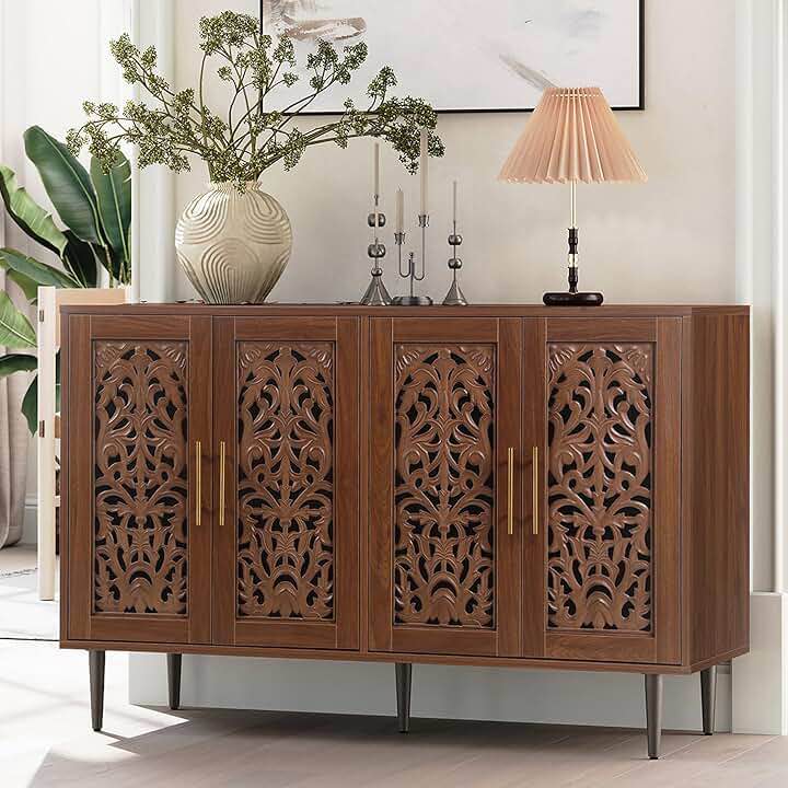Bohemian Carved Cabinet and 31.5in.H Dining Varville Sideboard and Buffet