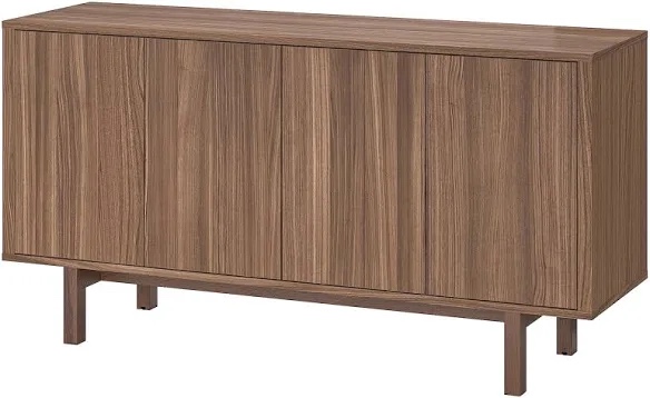 Fluted Sideboard Storage Cabinet with 3 Doors and Shelves, Mid Century Modern Accent Buffet Cabinet with Storage, Credenza Sideboard Buffet for Kitchen, Dining Room, Entryway, Under TV - Walnut