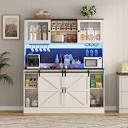 63.05" bar cabinet with outlet, wine rack, drawers and hooks