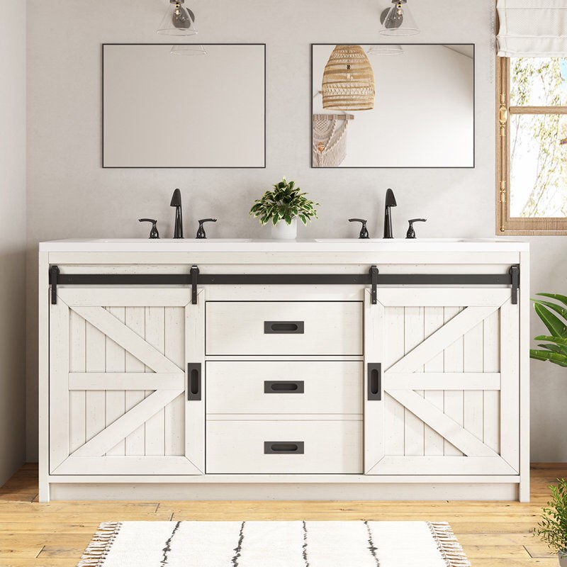 Chimira 60" Double Sink Bathroom Vanity With Sink Combo Set,basin (Complete set comes with 2 boxes) 