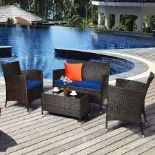 (Missing boxes) Rayna 4 Piece Rattan Sofa Seating Group with Cushions