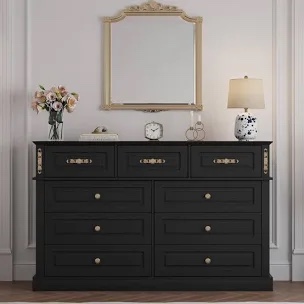 (Missing boxes) Extra Large 9 Drawers Dresser With Gold Knobs, 63" Wide Long Dresser For Bedroom