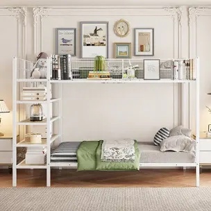 Twin Over Full Bunk Bed With Bookcase