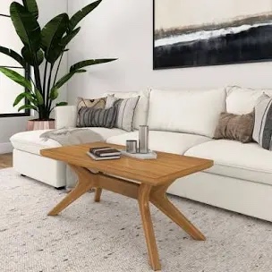 Pecan Brown Muhsina Cross Leg Rectangular Coffee Table (40in x 20in / 1020mm x 510mm)