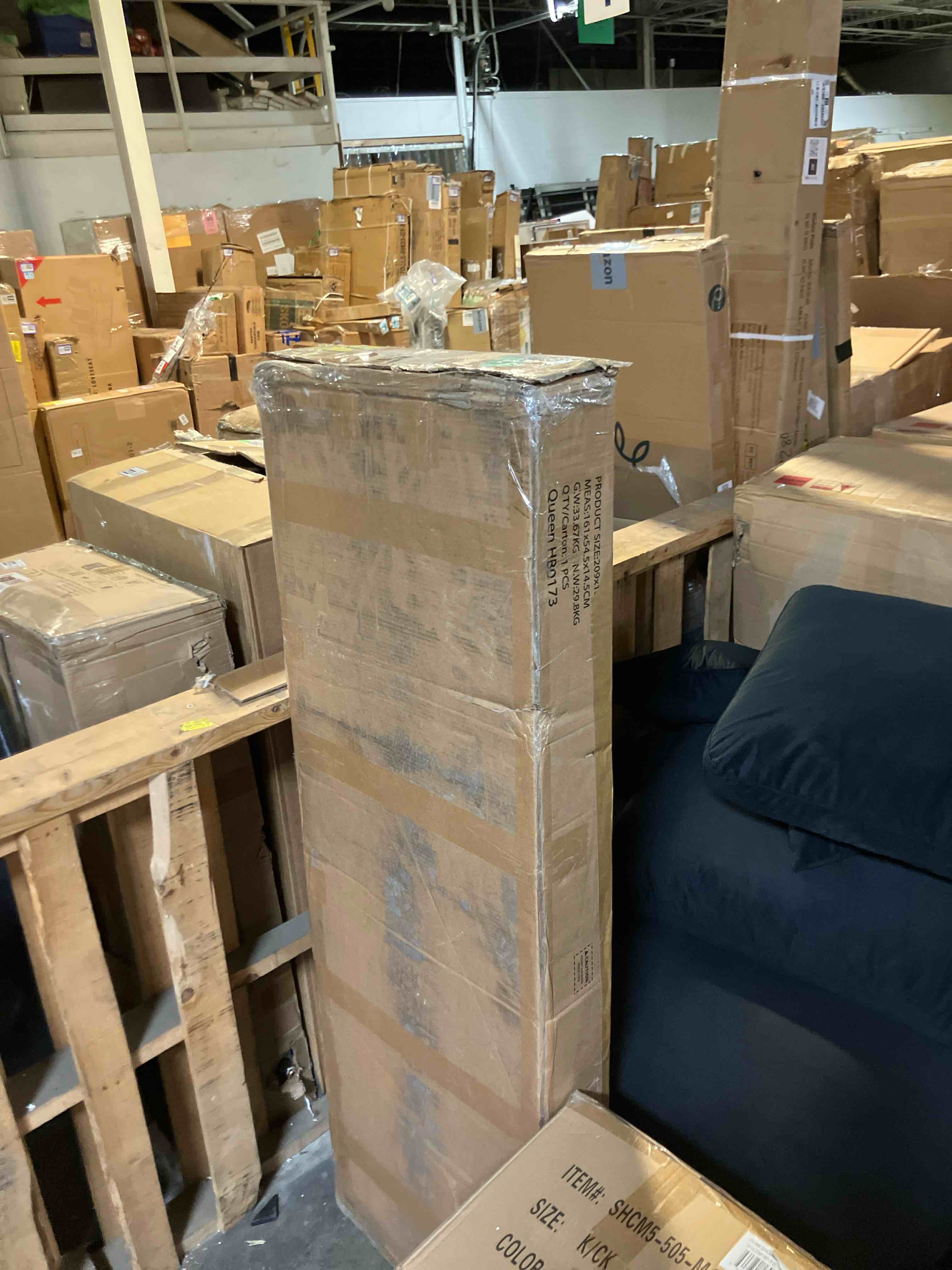 Condition photo showing New/Like New for Queen Antioch Upholstered Bed Frame with 2 Storage Drawers, Modern Full Platform Bed with Charging Station & LED Light, No Spring Box Needed, Dark Gray