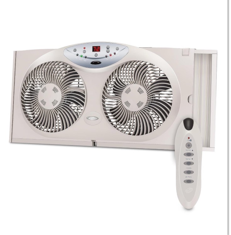 Bionaire Window Fan with Twin 8.5-Inch Reversible Airflow Blades and Remote Control  White