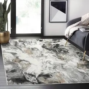 Rectangle Daiyah Abstract Machine Woven Polypropylene Area Rug in Brown/White/Gray