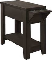 choochoo end table with charging station - narrow flip top side for small spaces, bedside table with usb ports & power outlets, storage nightstand sofa table for living room, bedroom (black).