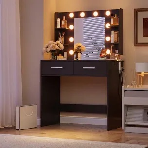 31.5'' Makeup Vanity Set With LED Mirror(Broken wood, does not come with mirror) 