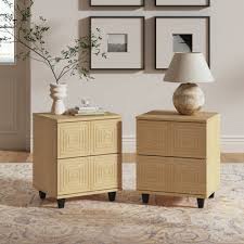 Lohmann 18"W Geometric Detailing Nightstand with 2 - Drawer