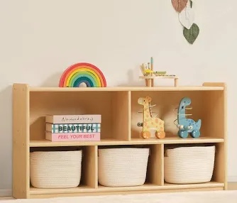montessori shelf 5-section aldarcie 23.6" h x 44.6" w bookcase