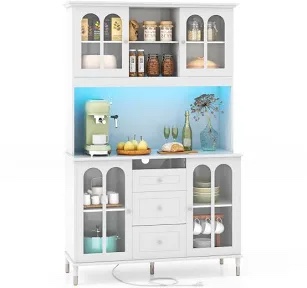 73.6''H X 62.9'' W  Pantry Cabinet Storage With LED Lights