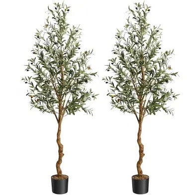 Artificial Olive Tree 6FT(72In) Tall Faux Silk Olive Trees