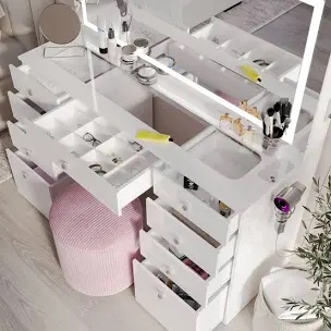 selina extra-large premium vanity table with integrated speakers and luxury storage(incomplete box 3/3) 