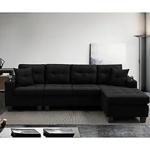 dipley oatmeal woven fabric sofa, grande chaise sofa right hand facing (incomplete box 2/2)