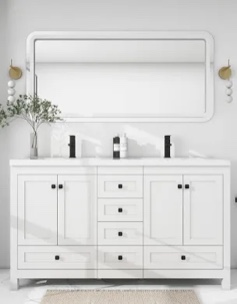 60" double bathroom vanity base only, sink not inlcuded(incomplete box 1/2)