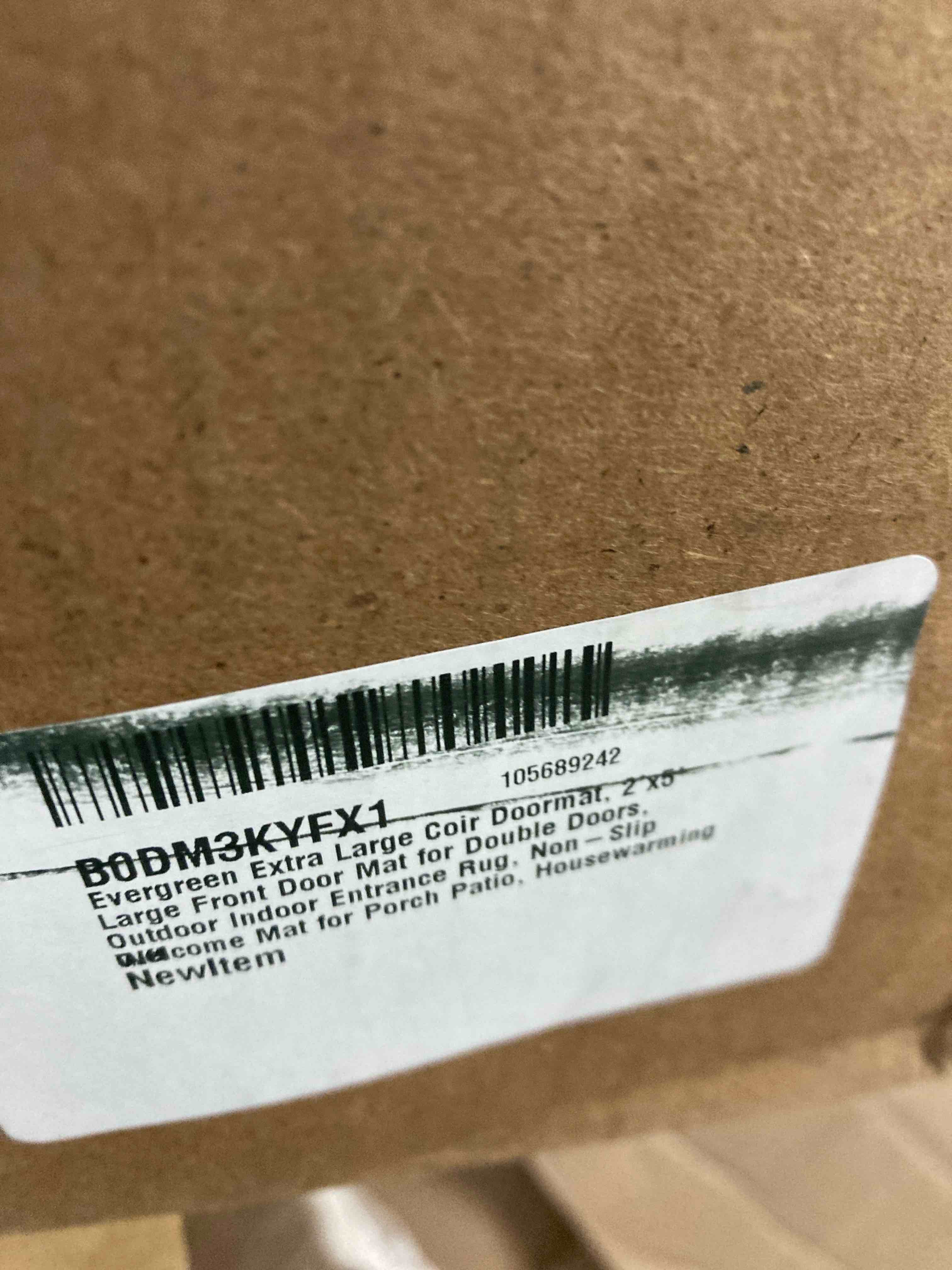 Condition photo showing New/Like New for Evergreen Extra Large Coir Doormat, 2'x5' Large Front Door Mat for Double Doors, Outdoor Indoor Entrance Rug, Non-Slip Welcome Mat for Porch Patio, Housewarming Gift