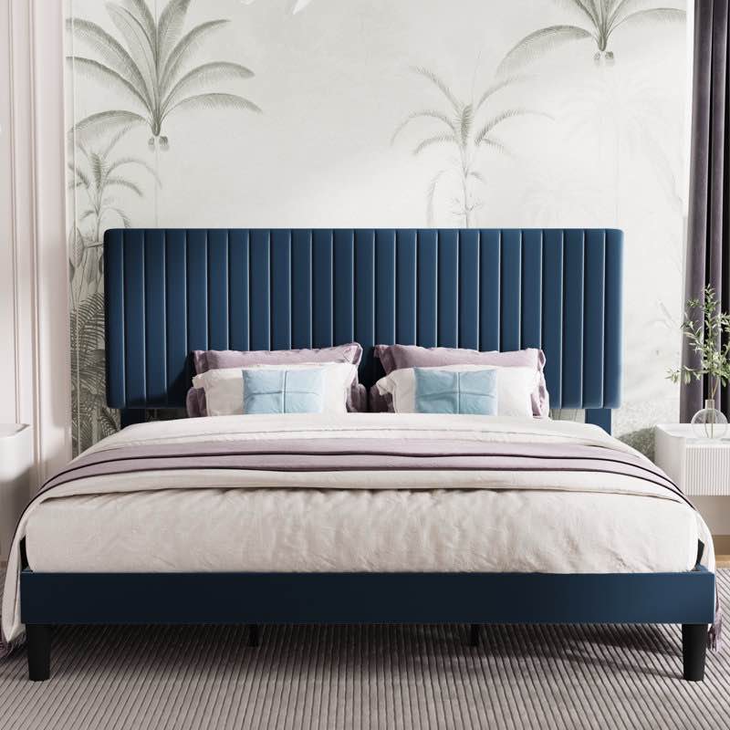 Dunphy upholstered platform bed with adjustable headboard