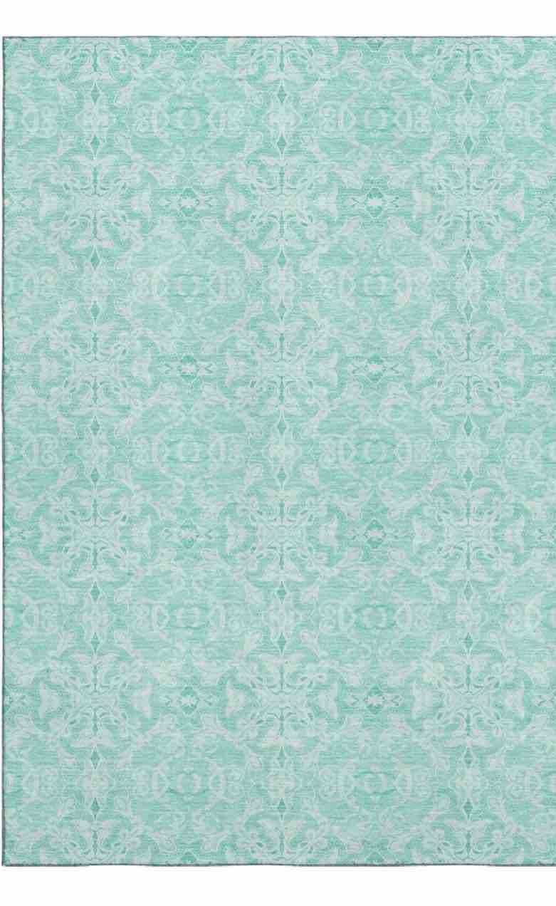 Addison Rugs Mayfield AMF784 Turquoise 5' x 8’ Indoor Premium Machine Washable Rug, Silky Soft, Easy Clean, Non Shedding, Bedroom, Living Room, Dining Room, Kitchen, Patio Rug 5x8