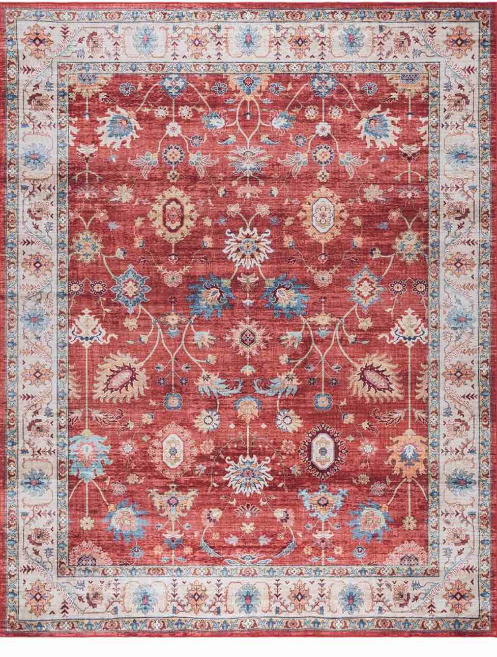 Gertmenian Indoor Boho Area Rug - 5x8 Large, Non Slip, Super Strong, Ideal for High Traffic Areas in Bedroom, Living Room, Kitchen - Cullen, Red, 28940