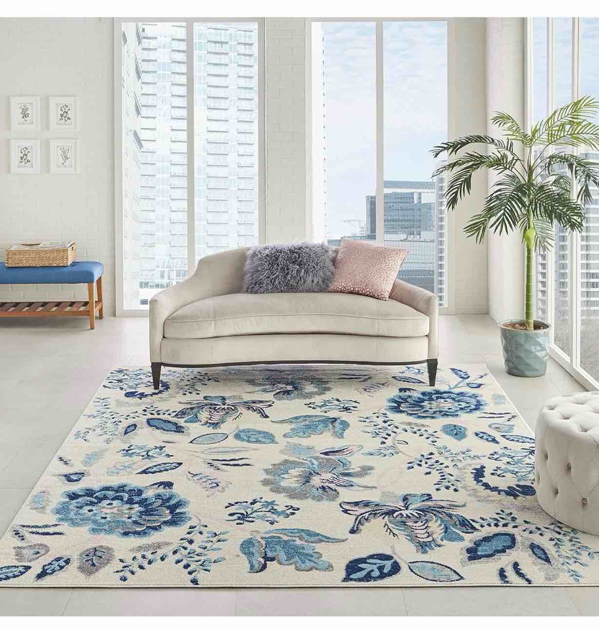 Nourison Home Tranquil TRA02, 5x8 , Ivory/Light Blue
