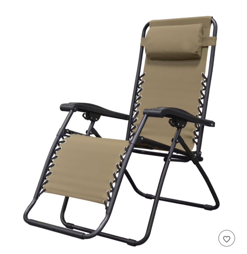 Caravan Sports Zero Gravity Outdoor Portable Folding Camping Lawn Deck Patio Pool Recliner Lounge Chair for Adults, Adjustable Headrest