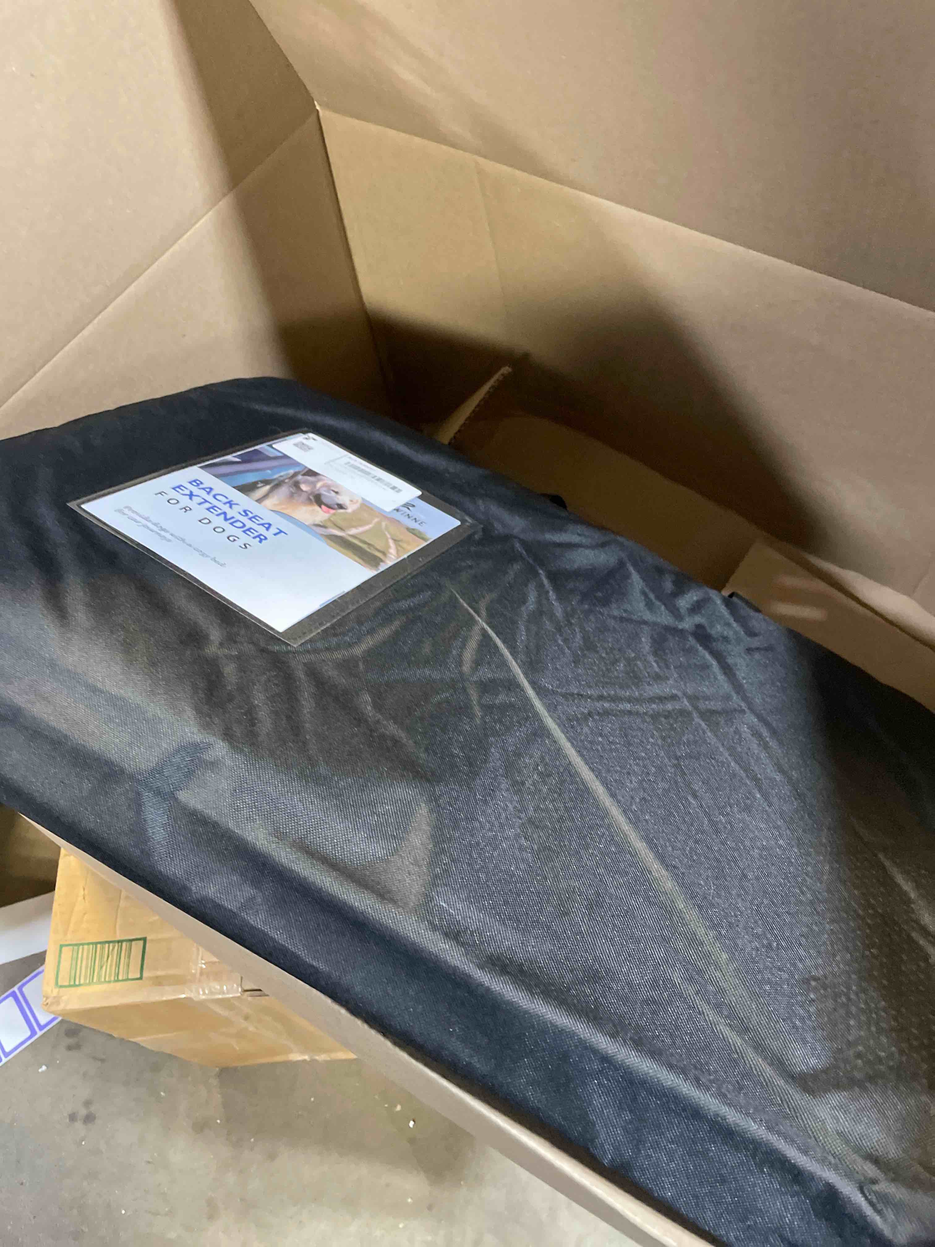 Condition photo showing New/Like New for Back Seat Extender for Dogs-Large Space, Dog Car Seat Cover Hard Bottom Holds 420lbs, Sturdy Backseat Extender for Dogs,Upgraded Material Waterproof Pet Car Bed Dog Hammock for Car, SUV,Truck