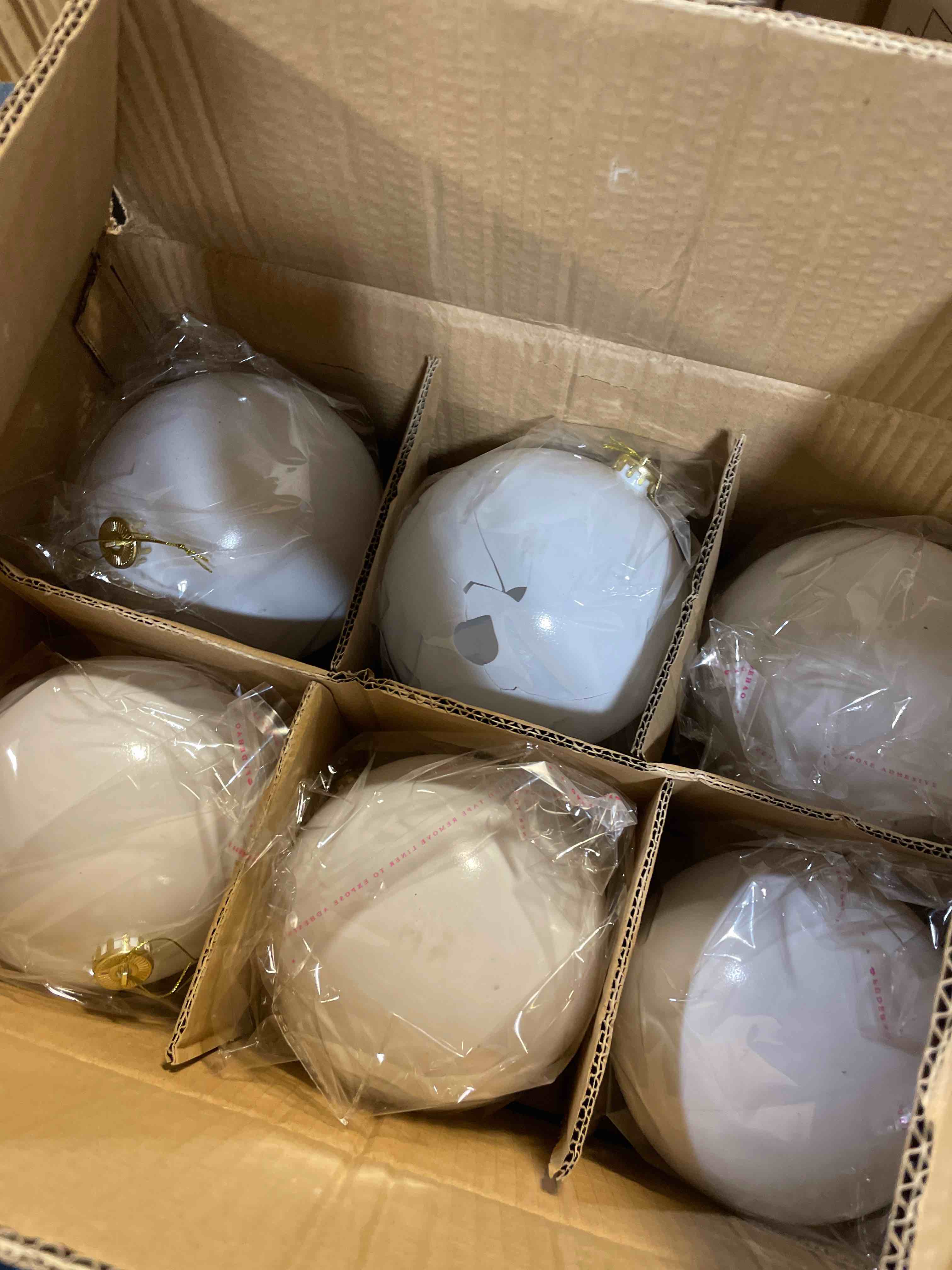 Condition photo showing As Is for Zubebe 12 Pcs Large Christmas Ball Ornaments Giant Oversized Plastic Shatterproof Christmas Ball Outdoor Vintage Hanging Decorations UV Water Resistant for Holiday Farmhouse(White,6 Inches)
