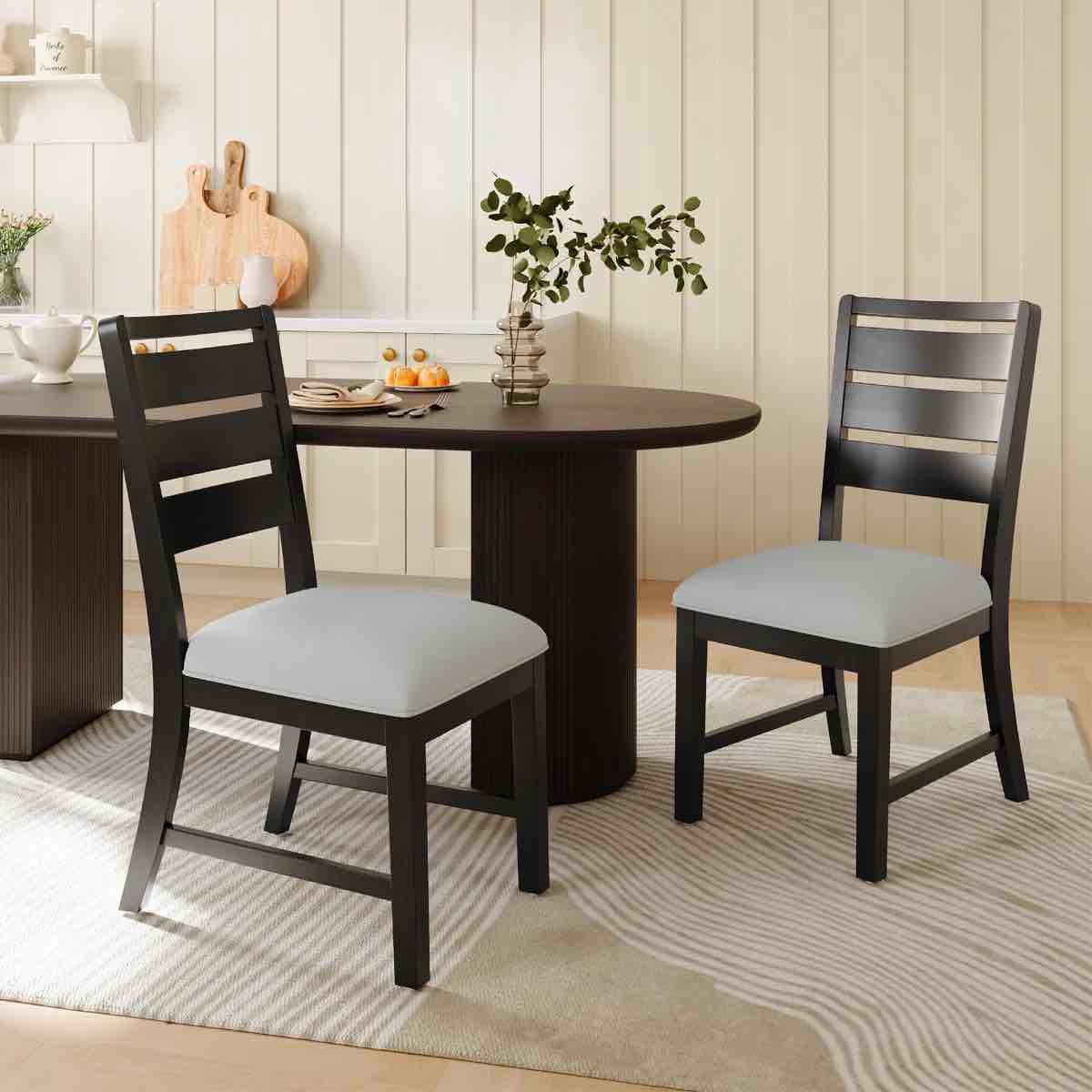 Upholstered Solid Wood Dining Chair (Set of 2) By COLAMY