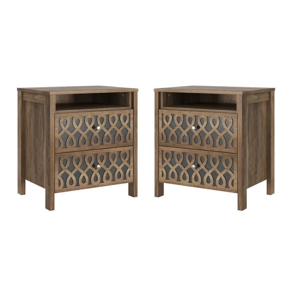 Dobbin Knotty Oak 20.9 in. 2-Drawer Nightstand (Set of 2)