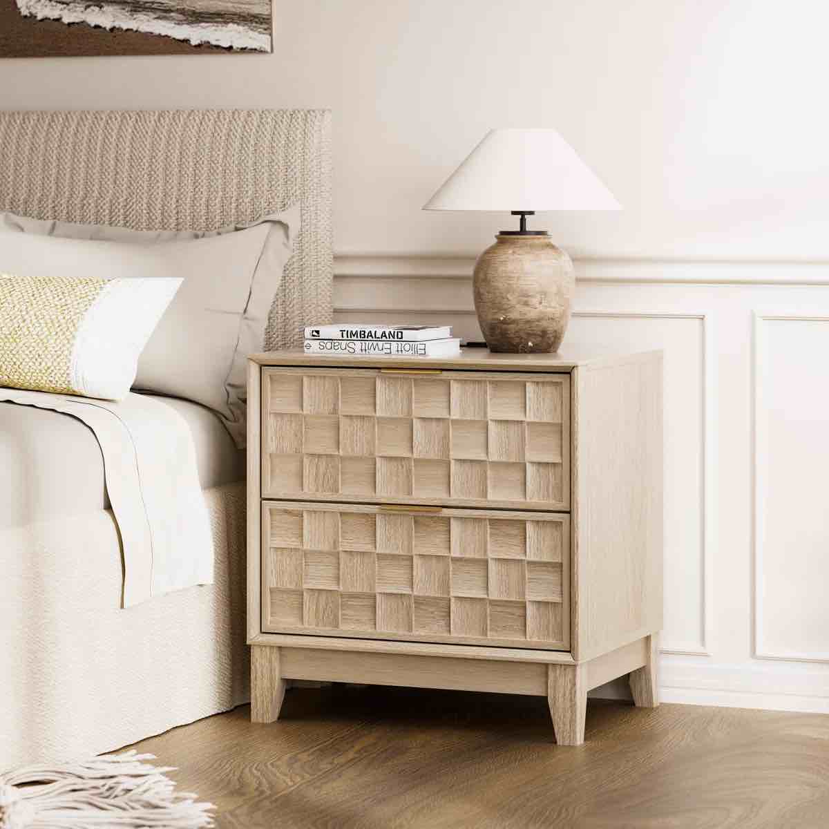 Valdean 21" W Modern Wood Drawer Nightstand with Storage Drawer and USB Charging Port