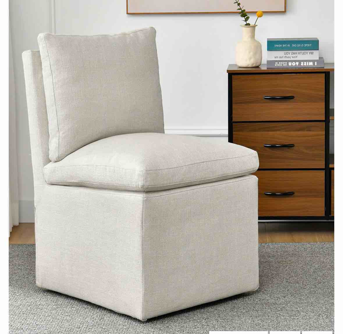 Denton Upholstered Rolling Dining Chair