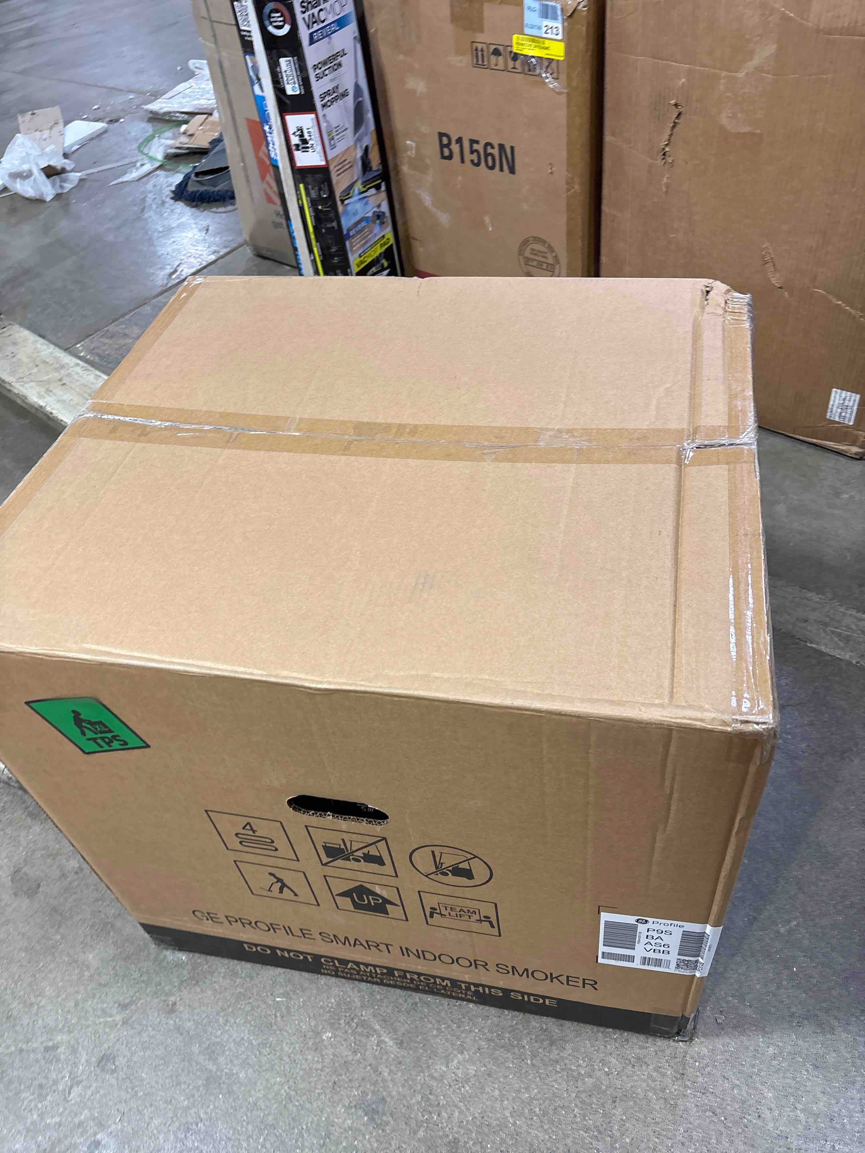 Condition photo showing New/Like New for GE Profile™ Smart Indoor Pellet Smoker, with Active Smoke Filtration, 5 Smoke Control Settings, WiFi Connected, Electric, Countertop BBQ Appliance, Black