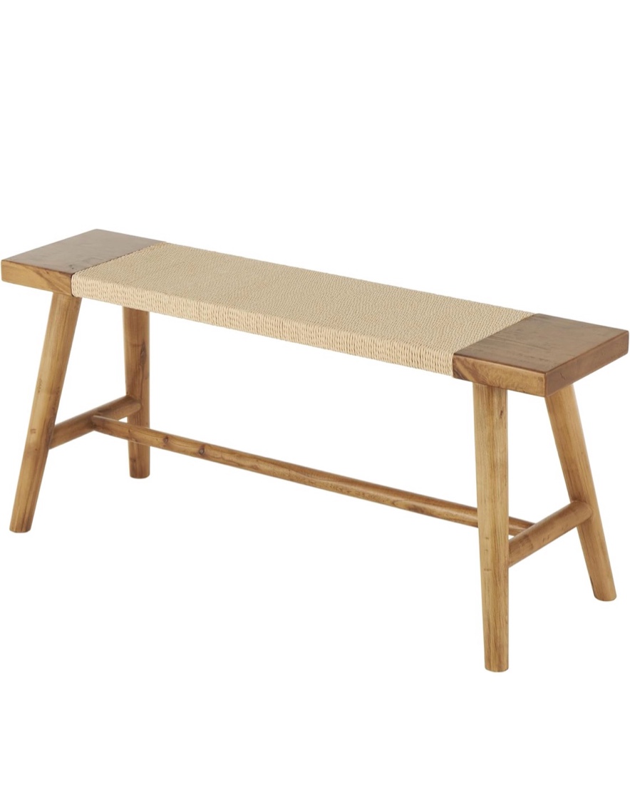 Deco 79 Wood Handmade Home Bench Traditional Entryway Bench with Rope Wrapped Seat, Bedroom Bench 40" x 10" x 18", Brown