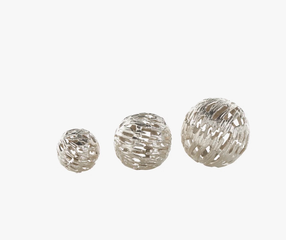 Cineus Aluminum Metal Metallic Cutout Abstract Decorative Orbs & Vase Filler Set