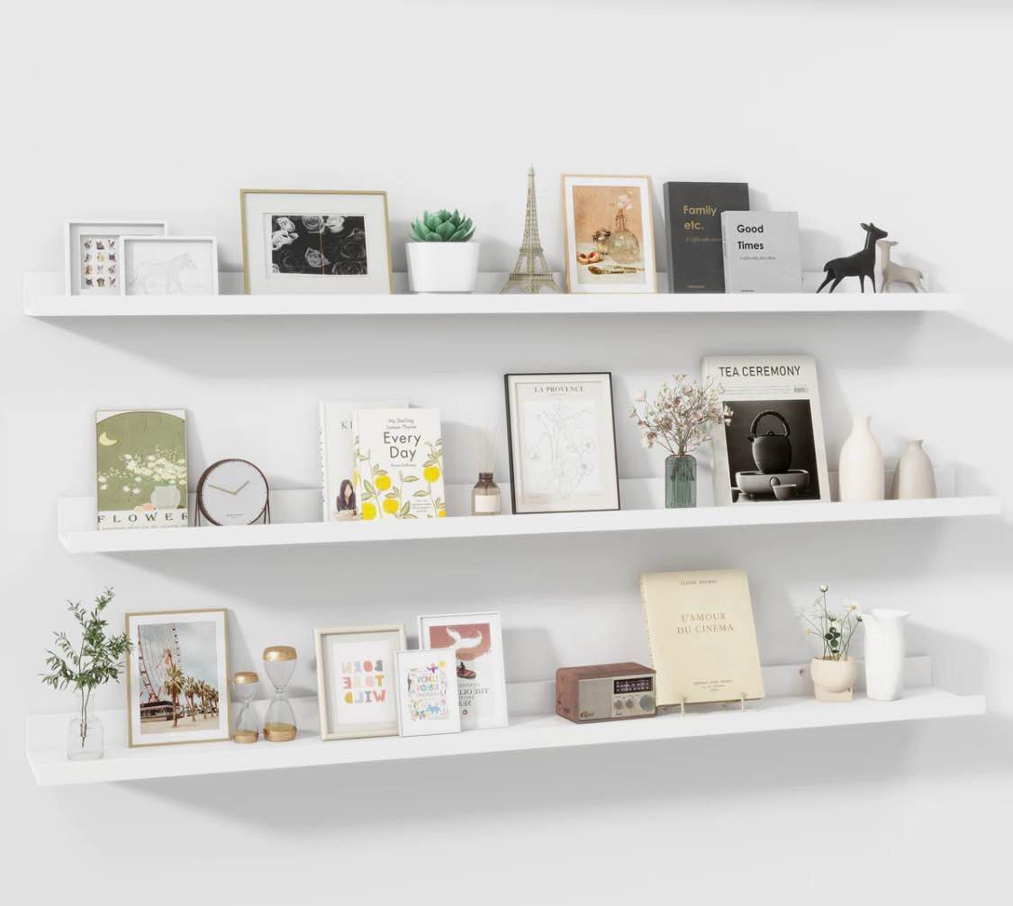 Wall-Mounted Floating Shelves for Bedroom, Living Room (Set of 3)