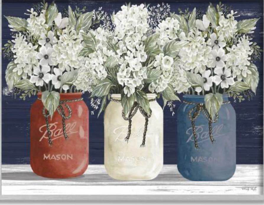 Americana Floral Bouquets Rustic Flowers Country Pride" by Cindy Jacobs Framed Nature Wall Art Print 