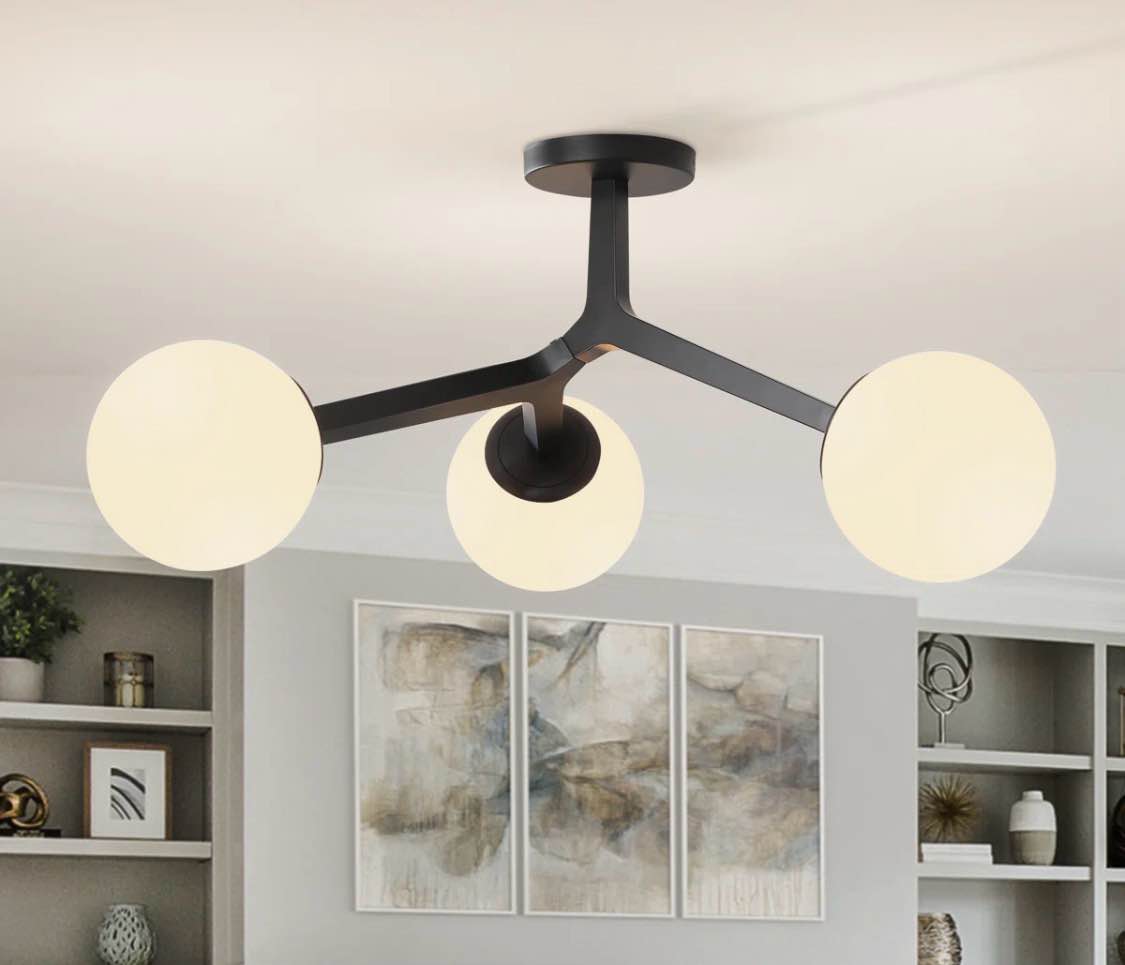 janto 3-light glass semi flush mount