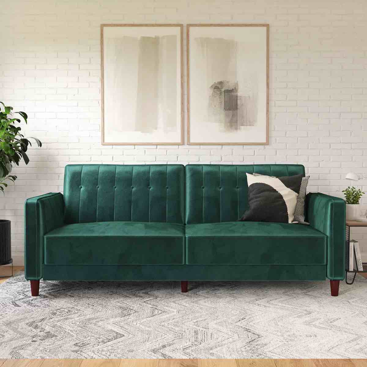 perdue 81.5" velvet square arm convertible sofa by mercury row®